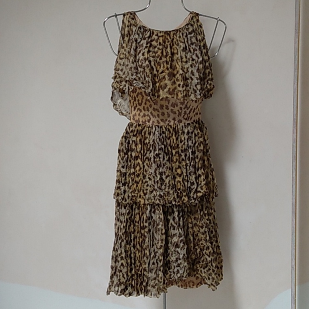 Vintage handmade upper body fit dress brown ruffle tiers